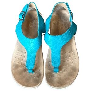 Vionic Terra Toe-Post Orthotic Leather Sandals Lake‎ Blue Womens 7 UK 5 E 38